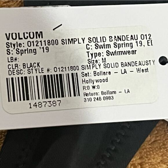 Volcom Simply Solid Braided High Neck Bandeau Bikini Top Black Sz Medium NWT - Picture 9 of 11